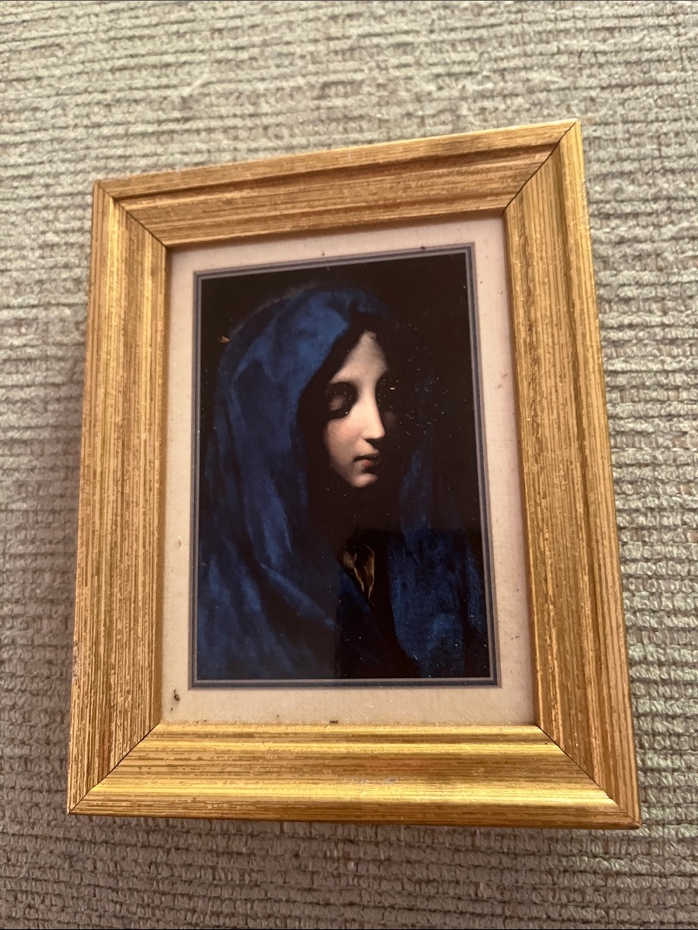 Vintage Art Print in Blue Hood with Gold Frame